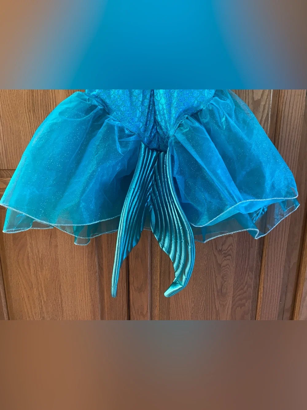 Mermaid Halloween Costume Dress - Blue w/ Pink Accents Size S (7/8) w/ Headband